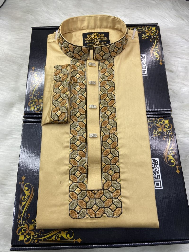 (Code-1)-এক্সক্লুসিভ শ্যানেল এম্ব্রয়ডারি ও সিকোয়েন্স কটন পাঞ্জাবি