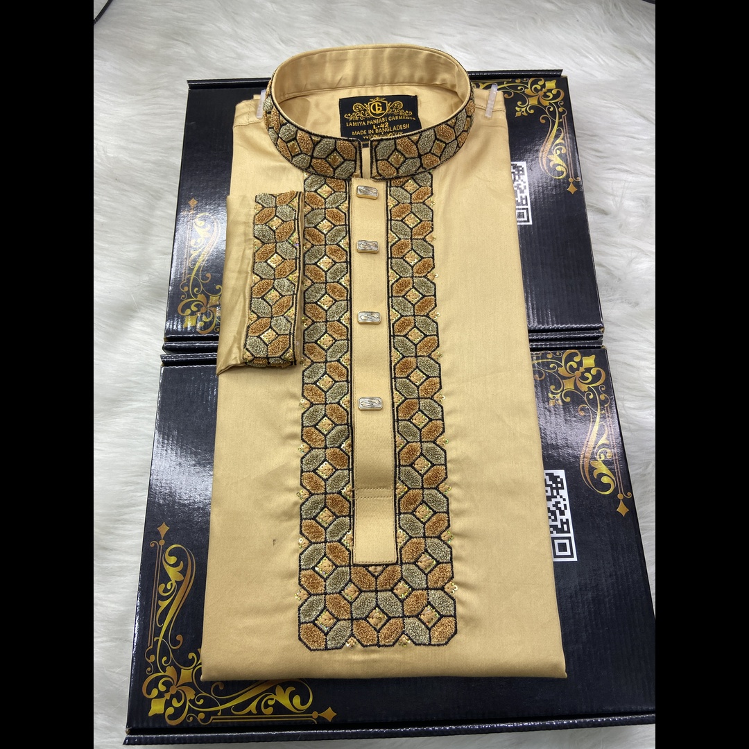 (Code-1)-এক্সক্লুসিভ শ্যানেল এম্ব্রয়ডারি ও সিকোয়েন্স কটন পাঞ্জাবি