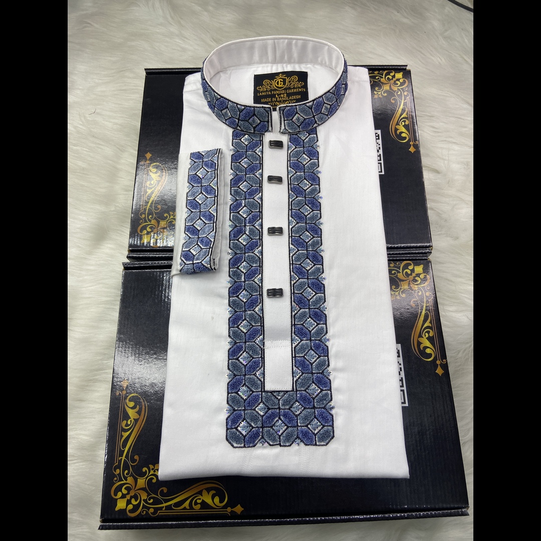 (Code-4)-এক্সক্লুসিভ শ্যানেল এম্ব্রয়ডারি ও সিকোয়েন্স কটন পাঞ্জাবি