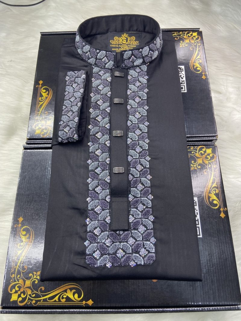 (Code-5)-এক্সক্লুসিভ শ্যানেল এম্ব্রয়ডারি ও সিকোয়েন্স কটন পাঞ্জাবি