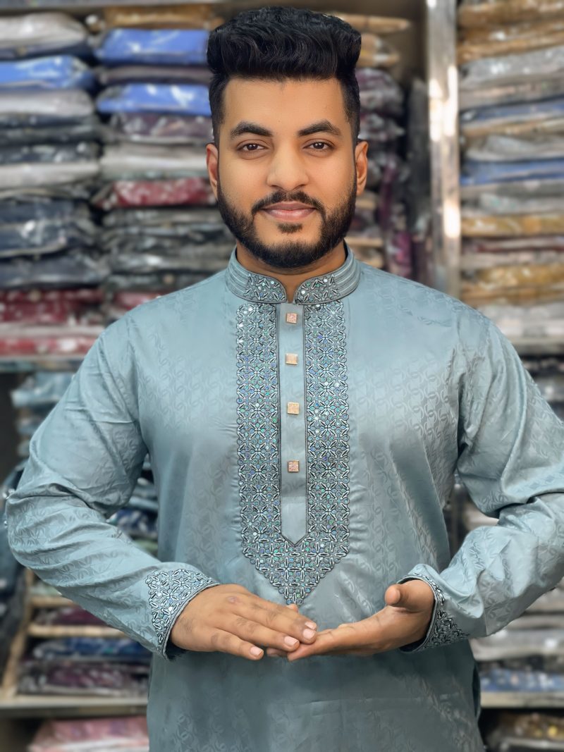 (Code-152)-প্রিমিয়াম টেক্সচার্ড কটন পাঞ্জাবি - এক্সপোর্ট কোয়ালিটি