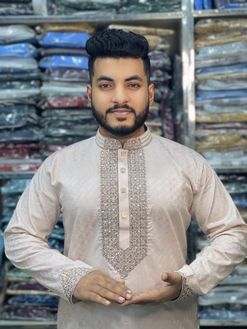 (Code-154)-প্রিমিয়াম টেক্সচার্ড কটন পাঞ্জাবি - এক্সপোর্ট কোয়ালিটি