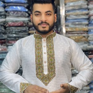 (Code-717) ইম্পোর্টেড কাতান সিকোয়েন্স এমব্রয়ডারি পার্টি পাঞ্জাবি