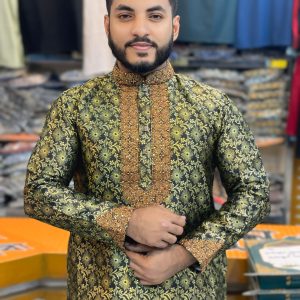 (Code-724) ইমপোর্টেড লাক্সারি কাতান এমব্রয়ডারি পাঞ্জাবি