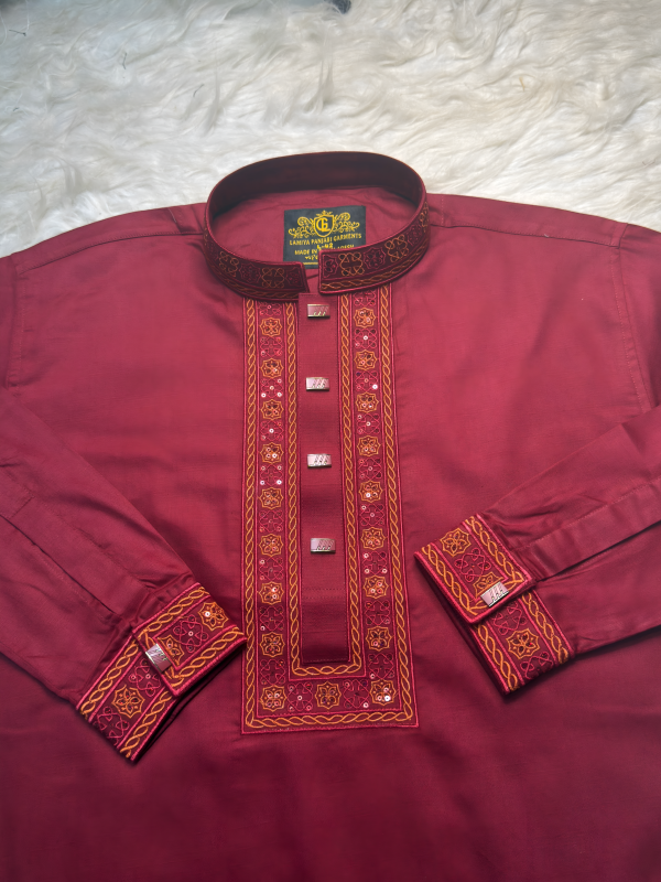 162 (Code-162) প্রিমিয়াম ইম্পোর্টেড স্লাফ সাটন কটন এমব্রয়ডারি পাঞ্জাবি - Image 1