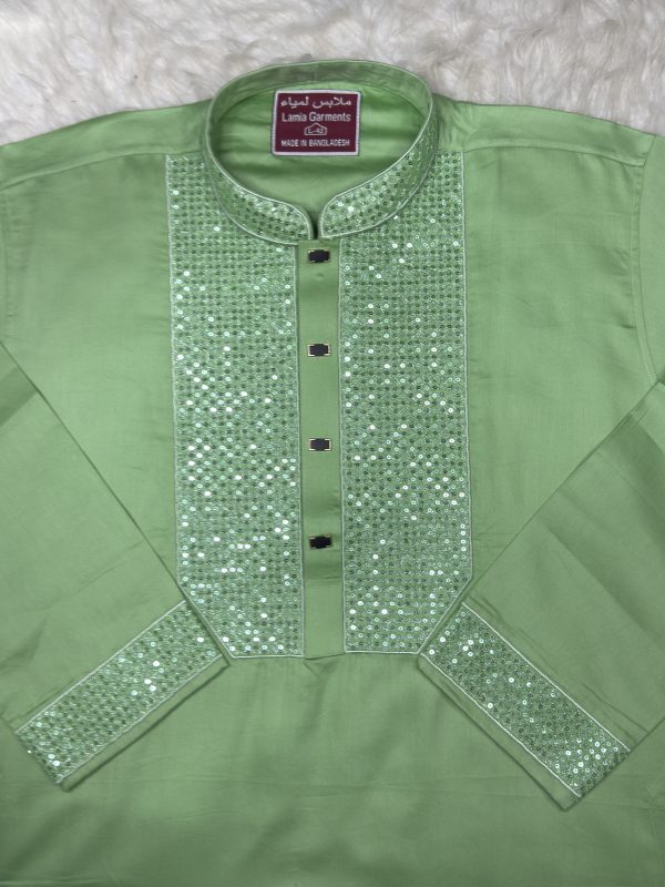 210 (Code-210) চায়না প্লেন সাটোন কটন কাপড় পাঞ্জাবি - Image 1