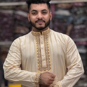 প্রিমিয়াম 'স্টেপ চমক কটন' এমব্রয়ডারি পাঞ্জাবি [ CODE-CD232 ]
